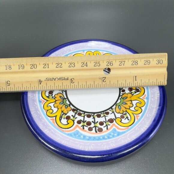 Mexican Pottery Talavera Round Dish Plate Hand Painted Mexico Puebla 4.5in Set 2 - Picture 3 of 9